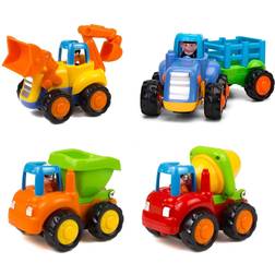 Friction Powered Cars Push and Go Trucks Construction Vehicles Toys Set of Tractor Bulldozer Dump Truck Cement Mixer forâ¦ instock